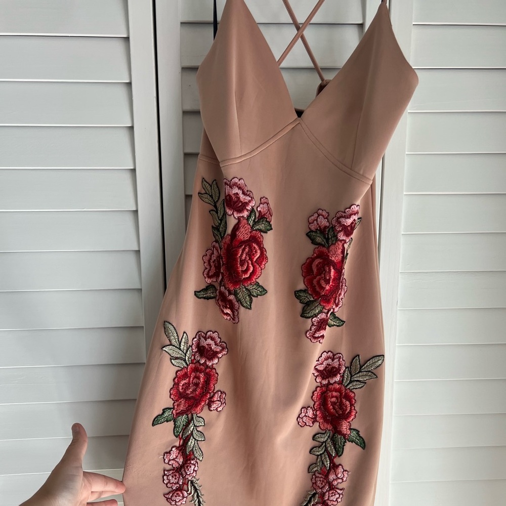 Forever 21 Nude Floral Body-con Dress